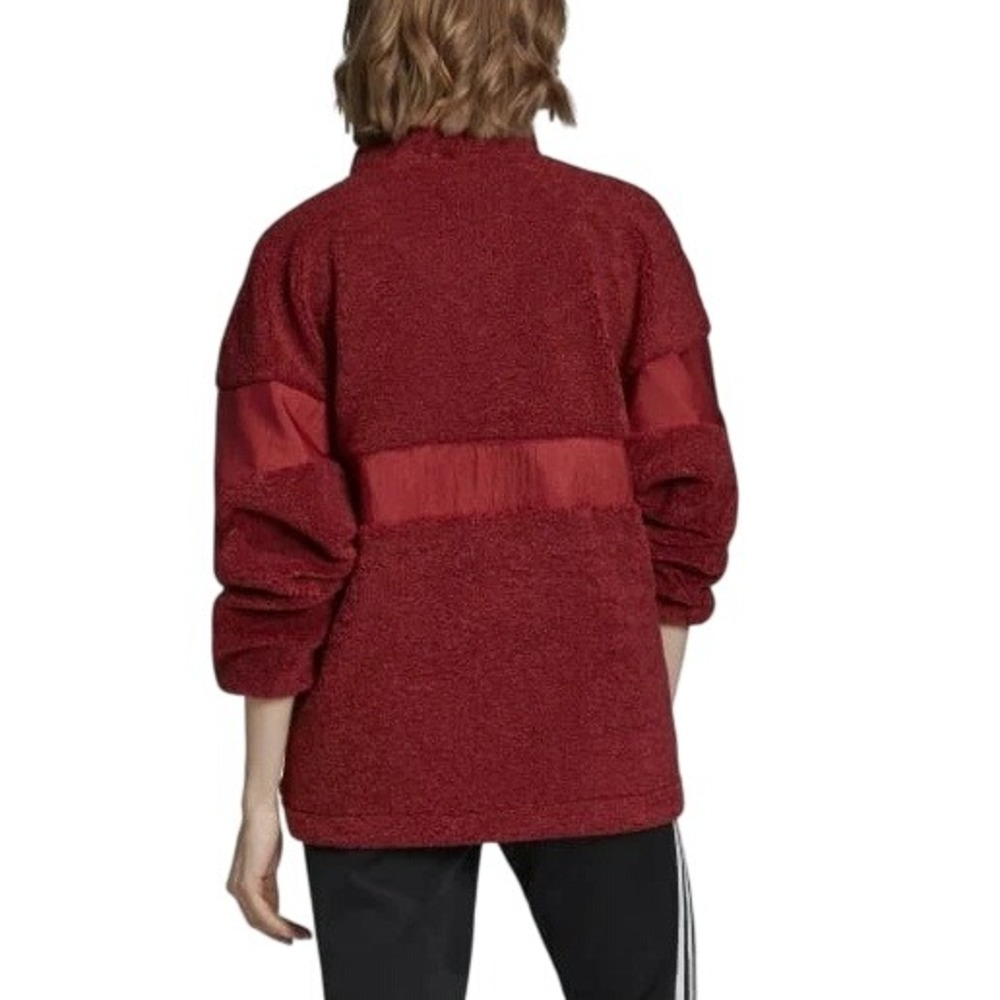 Adidas‎ Originals Women's Burgundy Sherpa Fleece Half Zip Pullover Size M - Picture 2 of 10